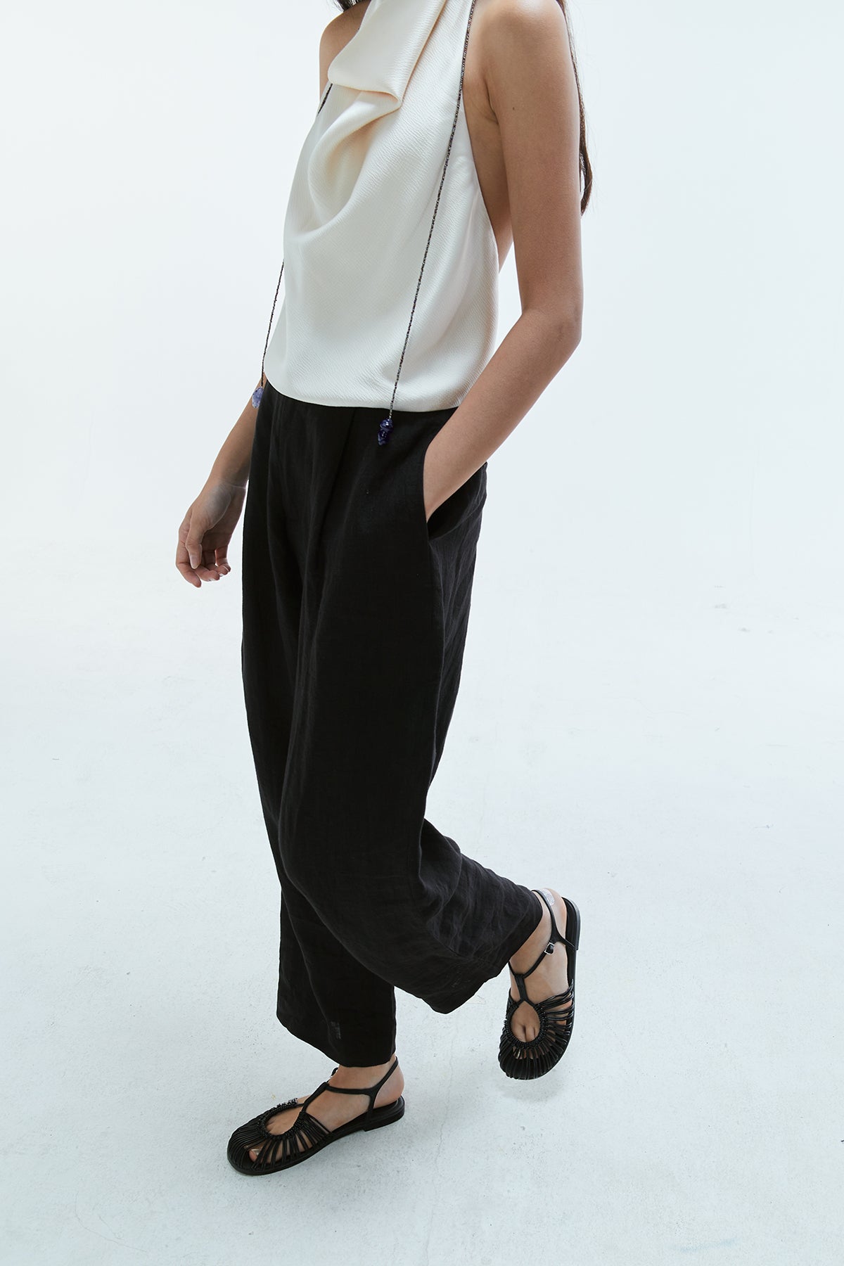 Calypso Drape Halter Top Ivory