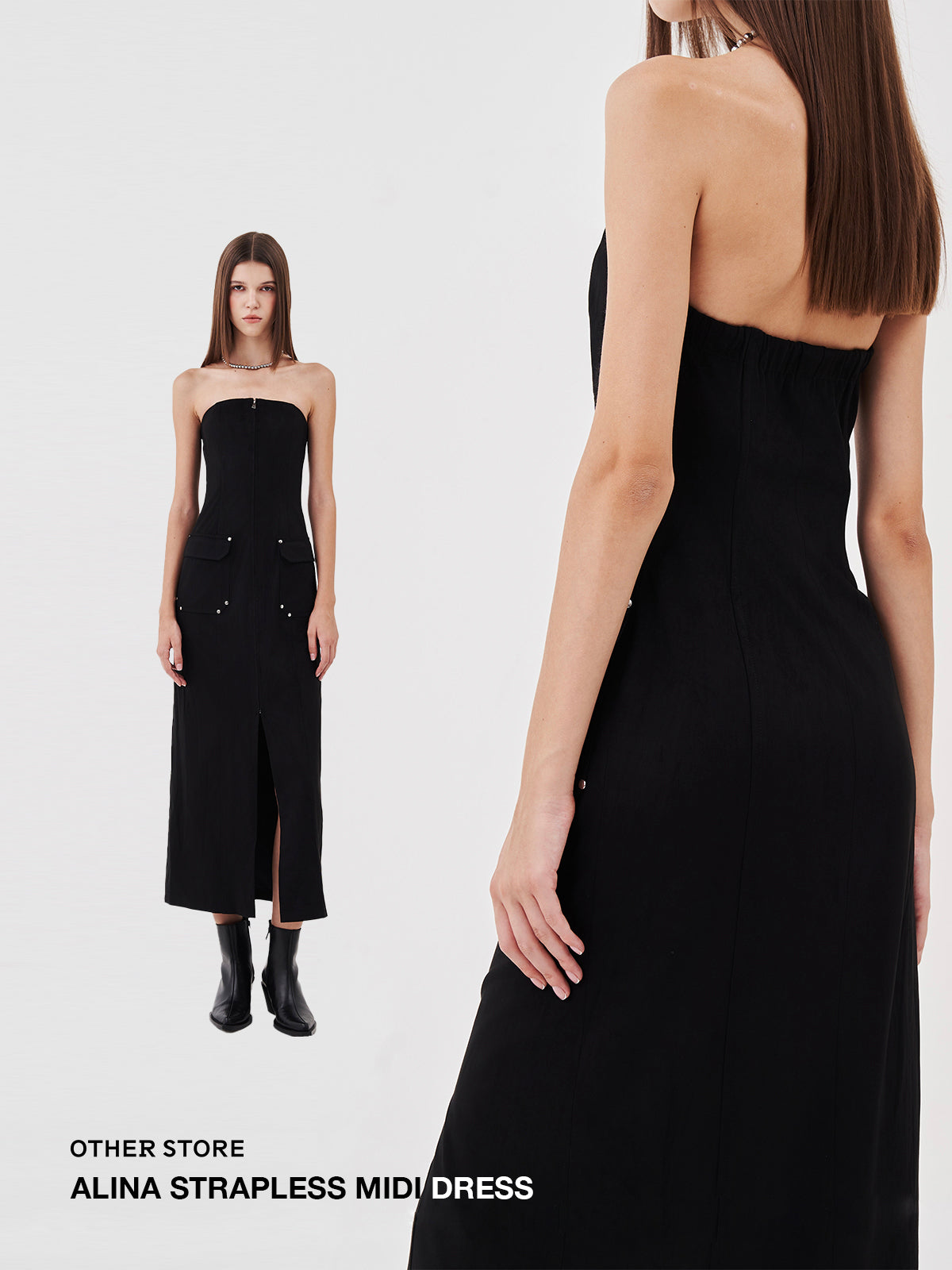 Elevate Your Wardrobe Black Strapless Midi Dress