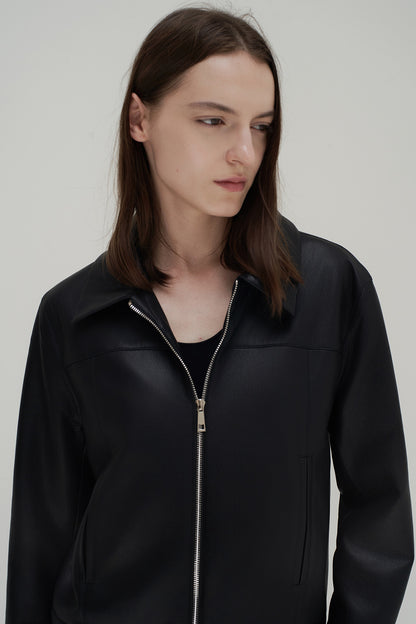 Evora Cropped Leather Jacket
