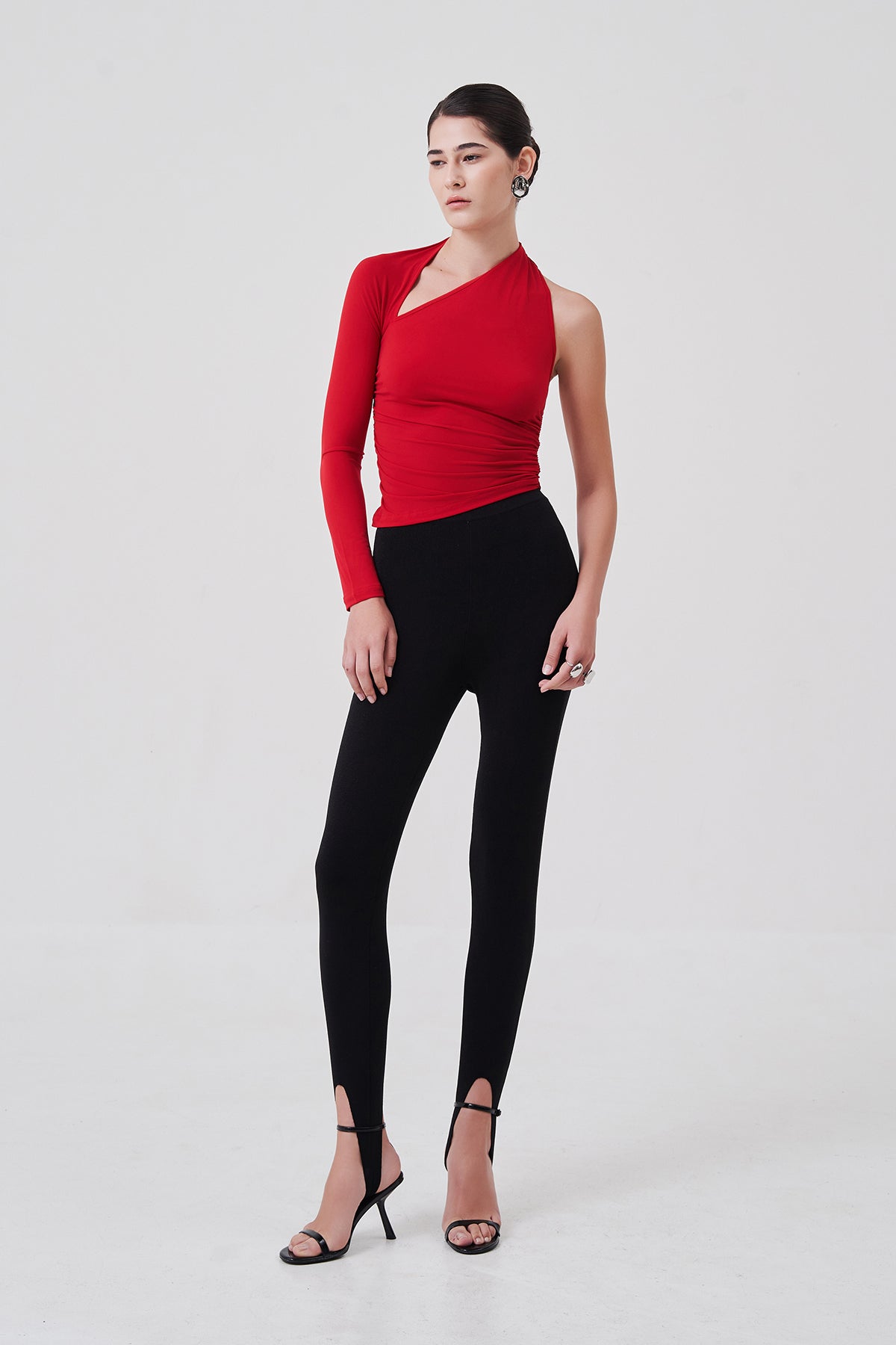 Elyse One-Sleeve Top Crimson Flame