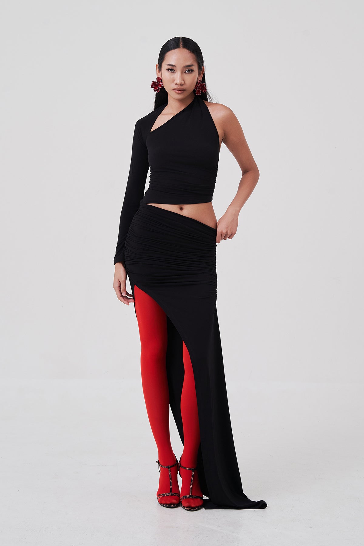 Elyse One-Sleeve Top Black