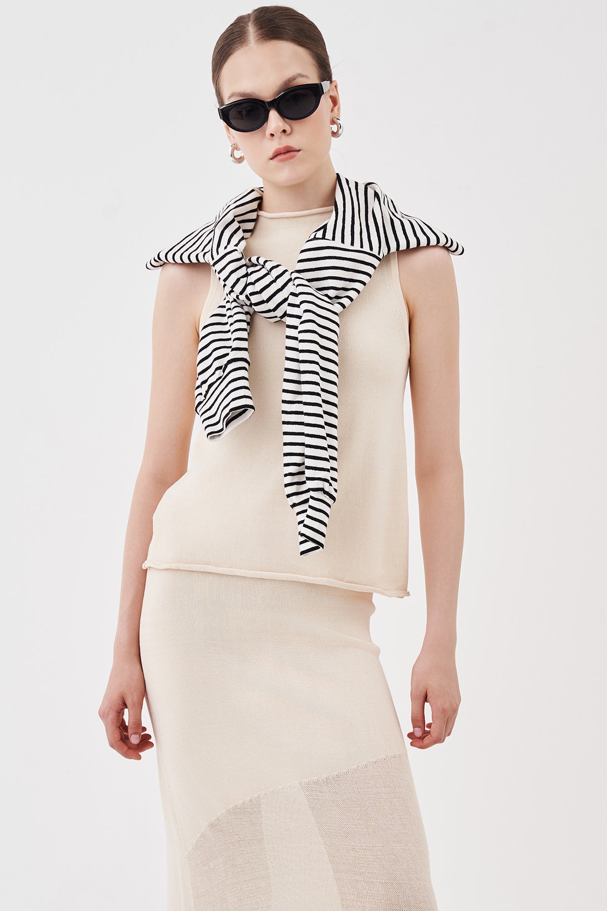 Delphine Sleeveless Knit Top Oat Beige