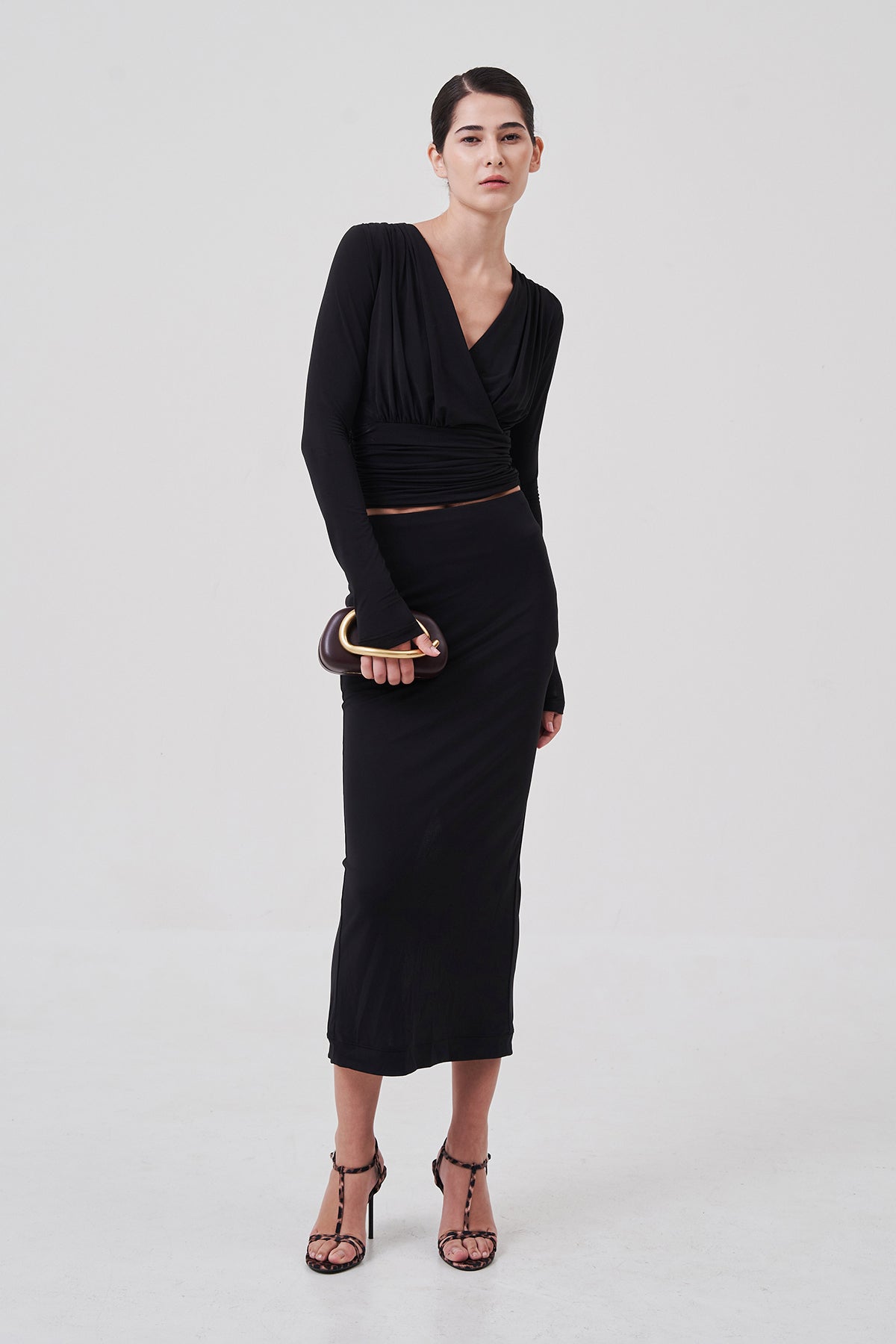 Sylvie Column Skirt Black
