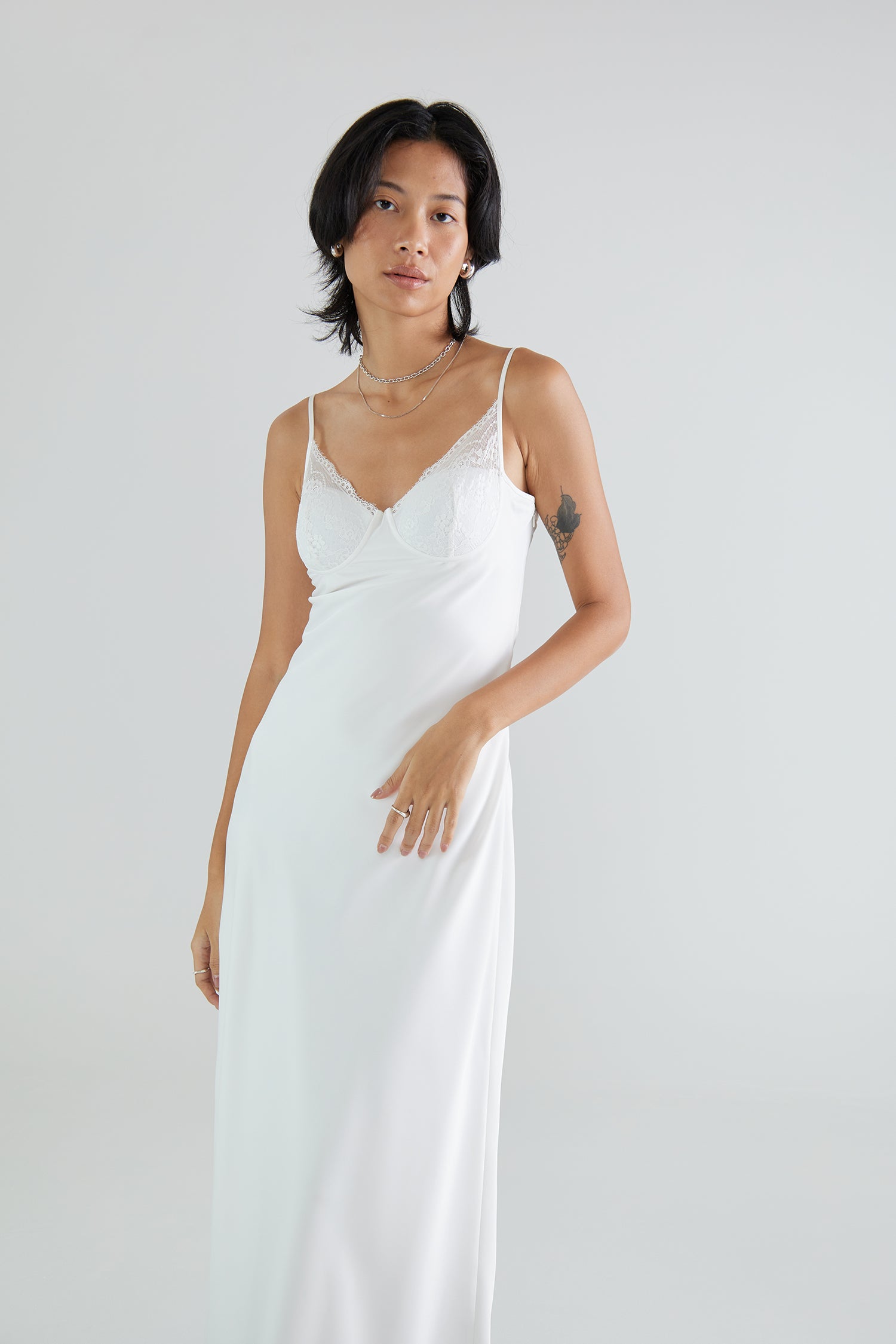 OTHER STORE Seraphine White Lace Cami Maxi Dress with Open Back