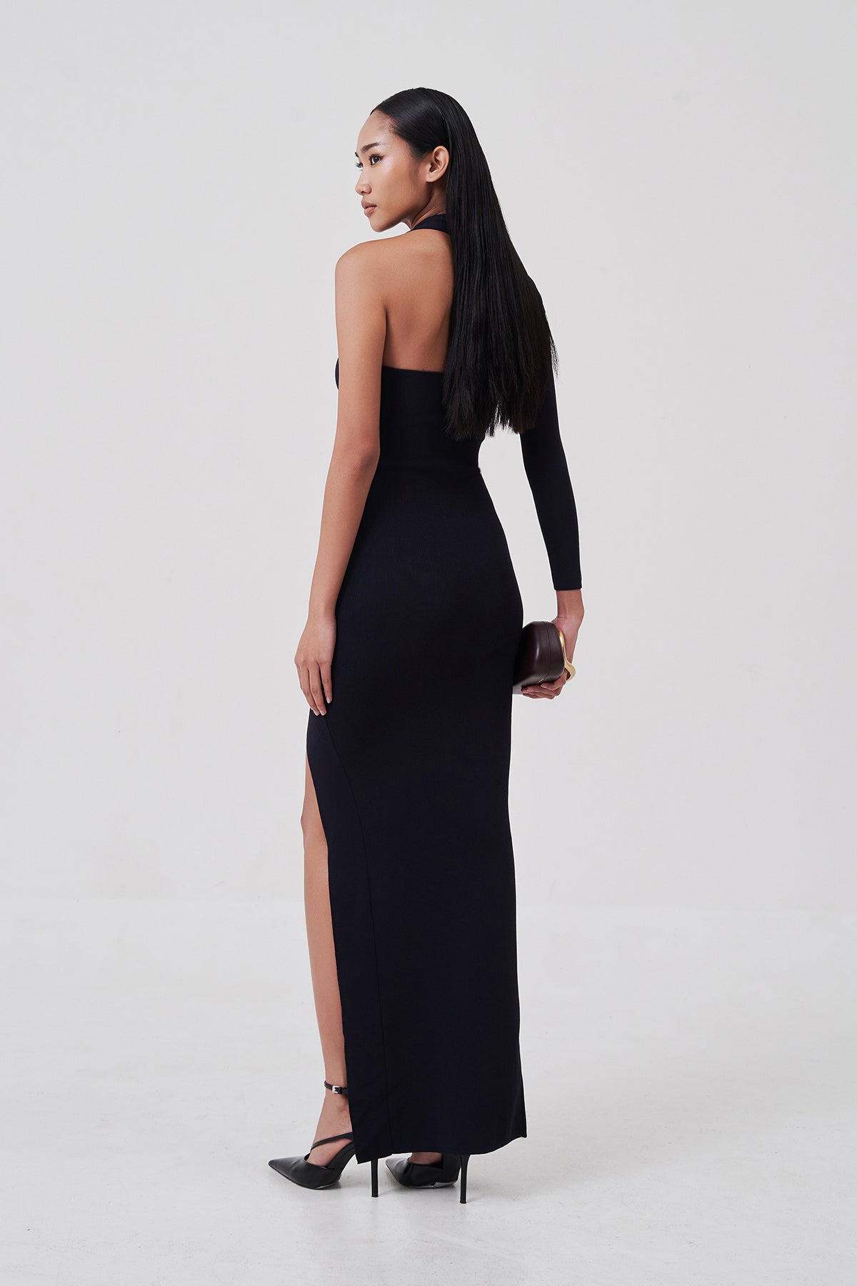 Elyse One-Shoulder Maxi Dress Black