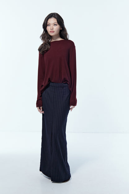 Elysia Pinstripe Split Skirt