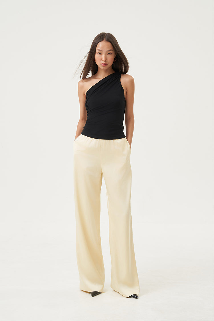Zaria Sculpted One-Shoulder Top Black