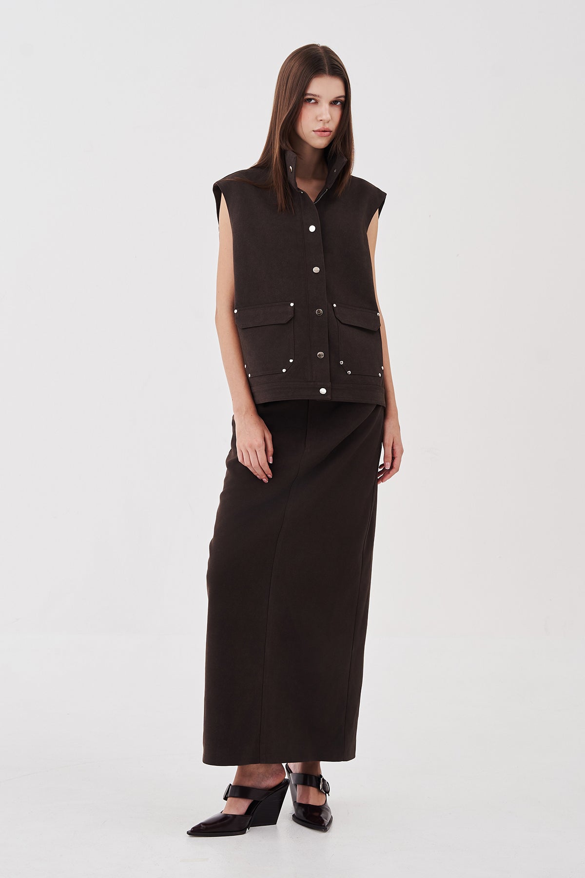 Alina Suede Maxi Skirt