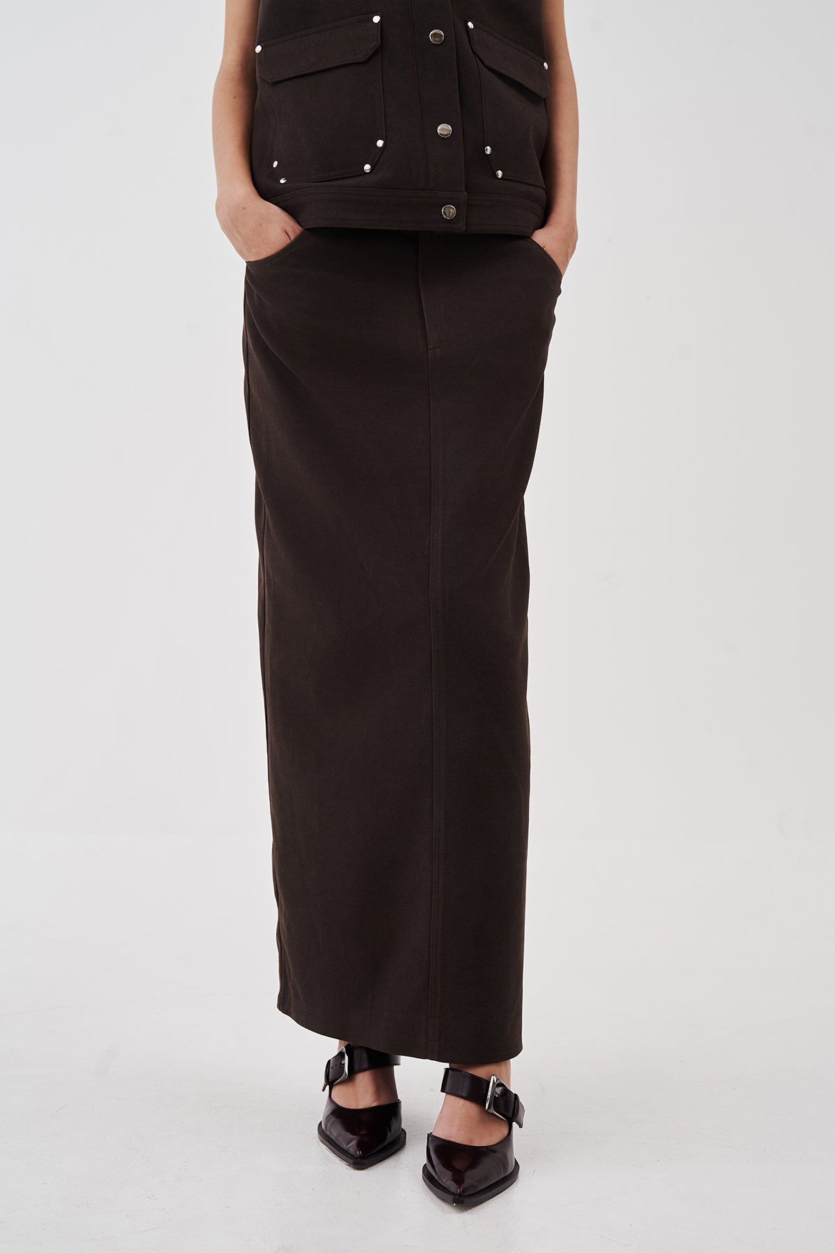 Alina Suede Maxi Skirt