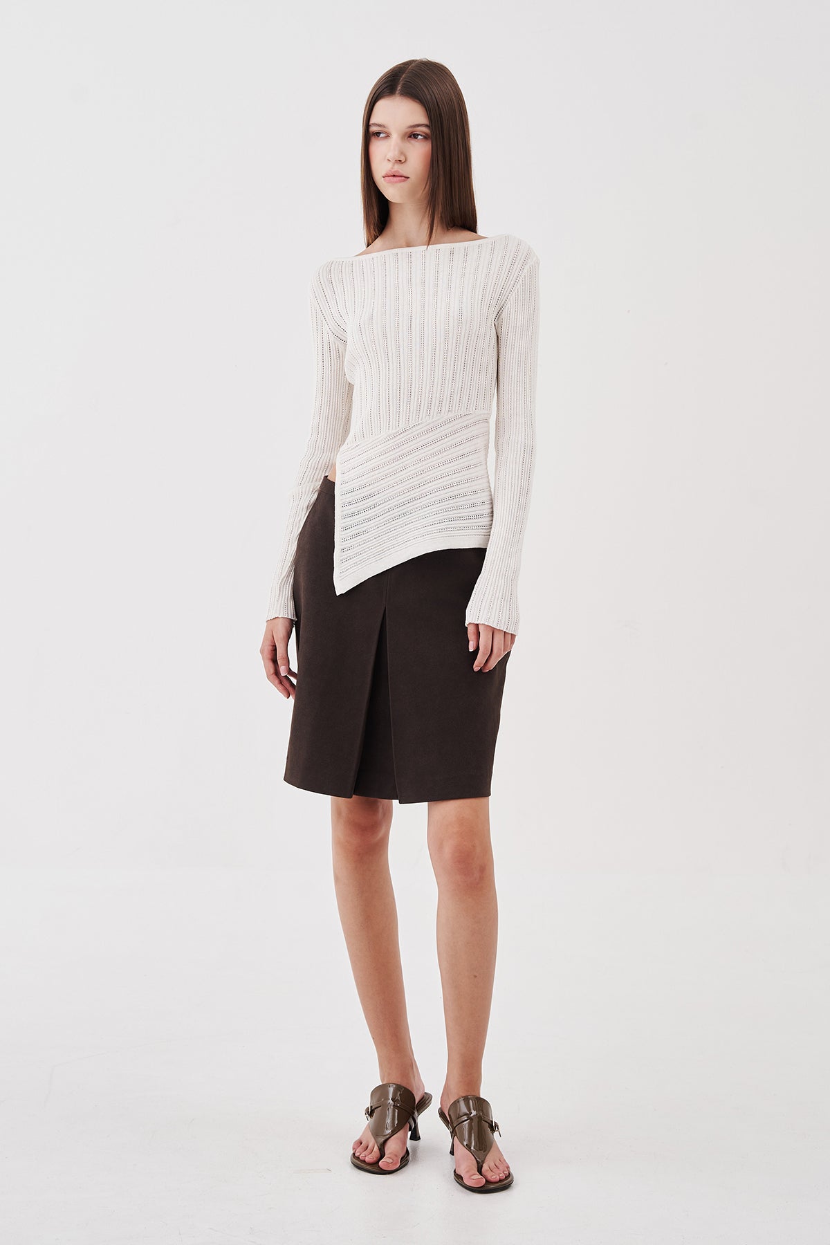 Asra Asymmetrical Knit Ivory