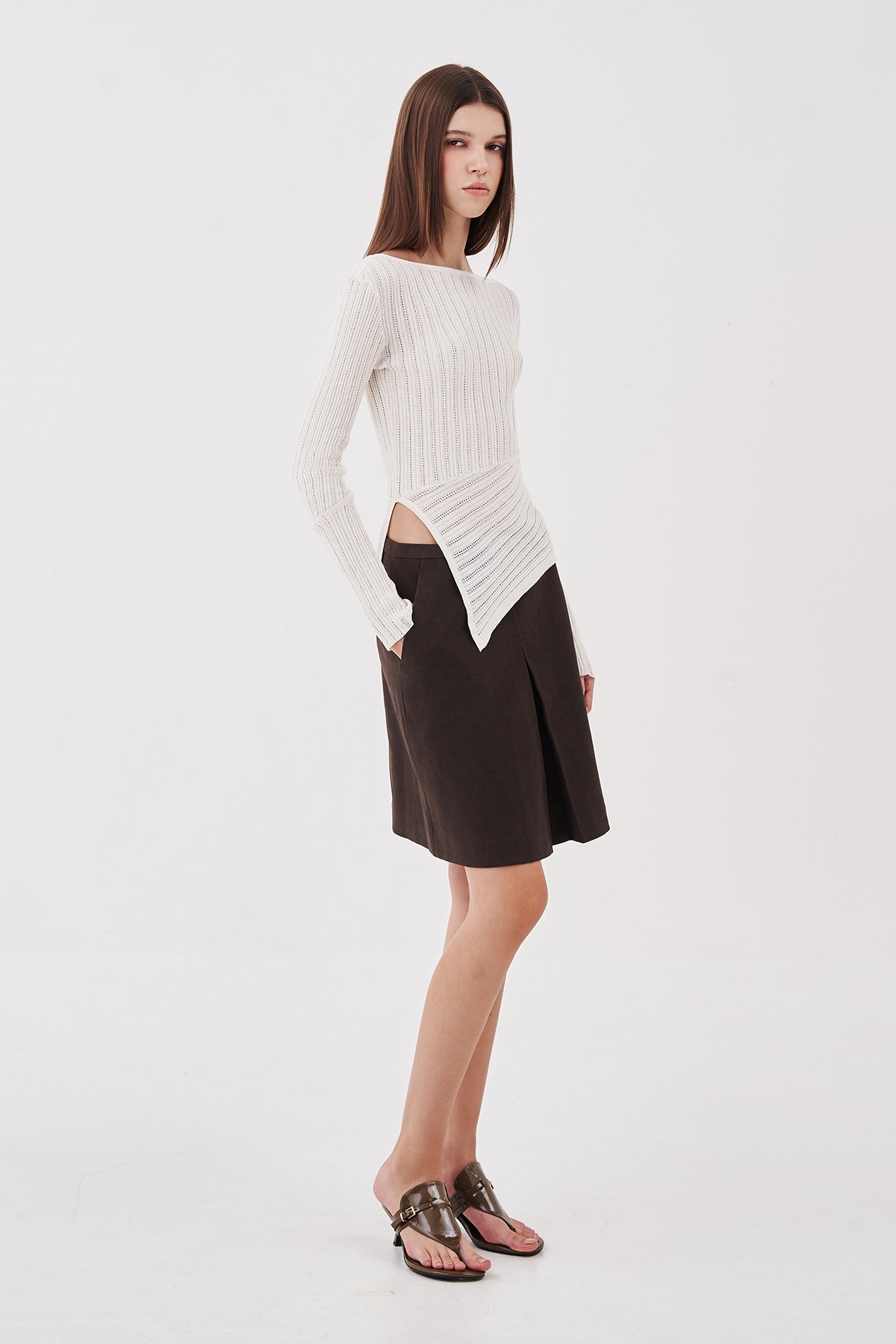 Alina Suede Pleated Skirt