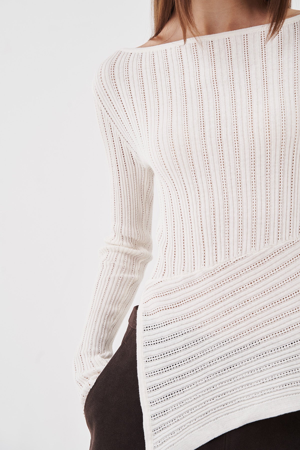Asra Asymmetrical Knit Ivory