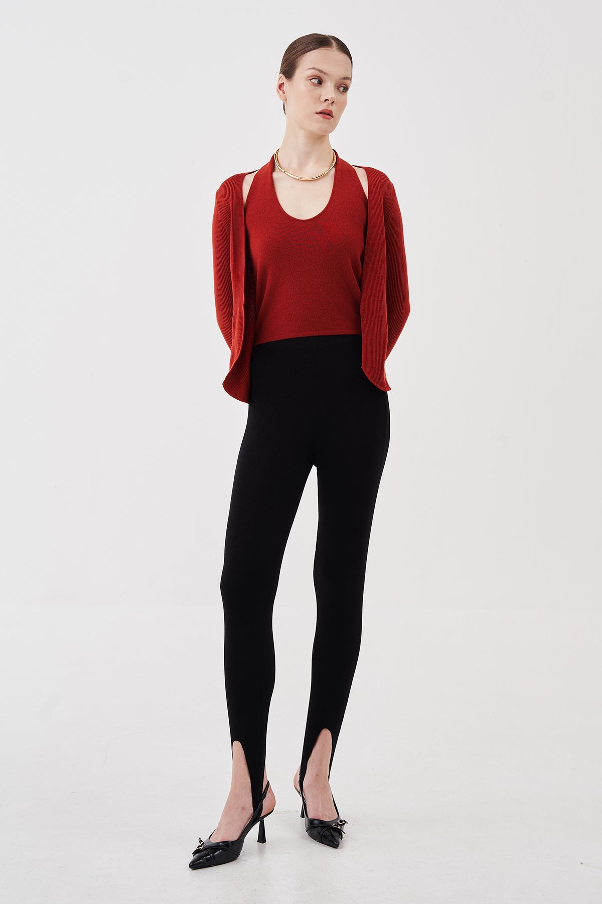 Naya Knit Twinset Rust Red