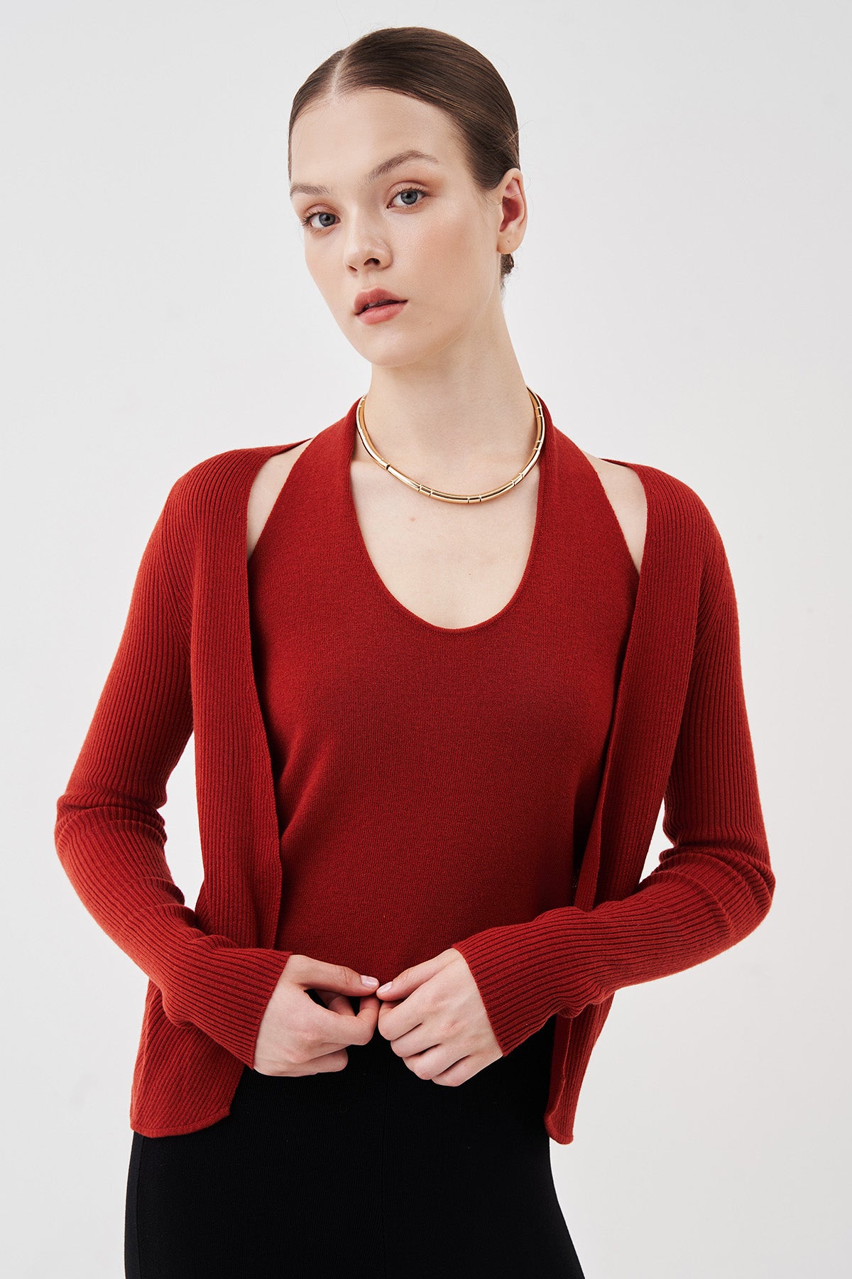 Naya Knit Twinset Rust Red