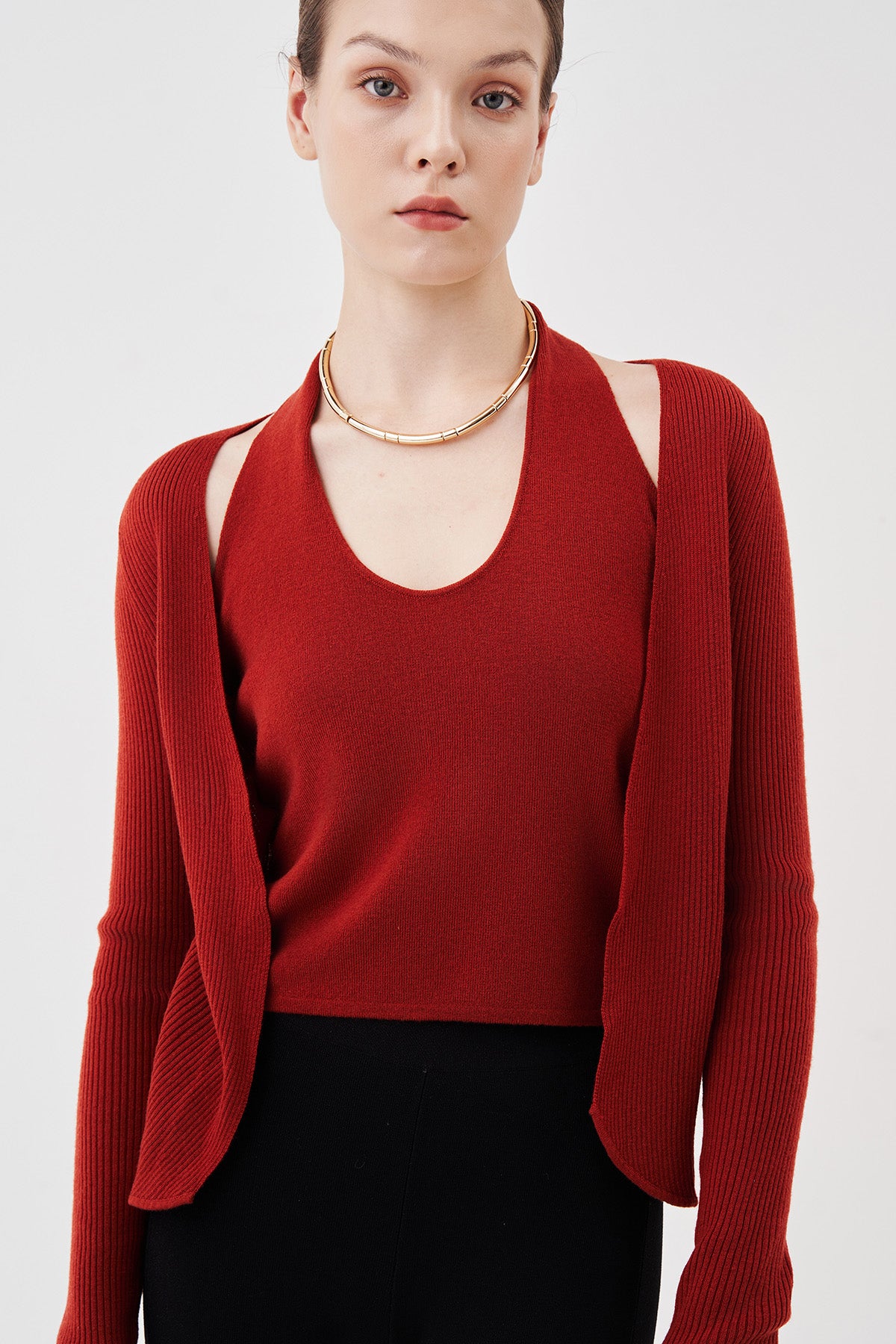 Naya Knit Twinset Rust Red