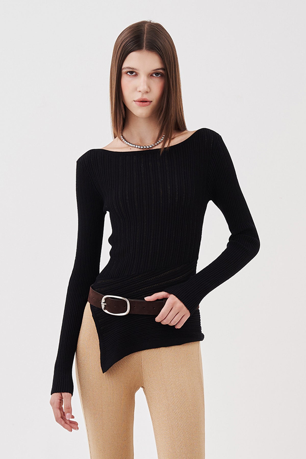 Asra Asymmetrical Knit Black