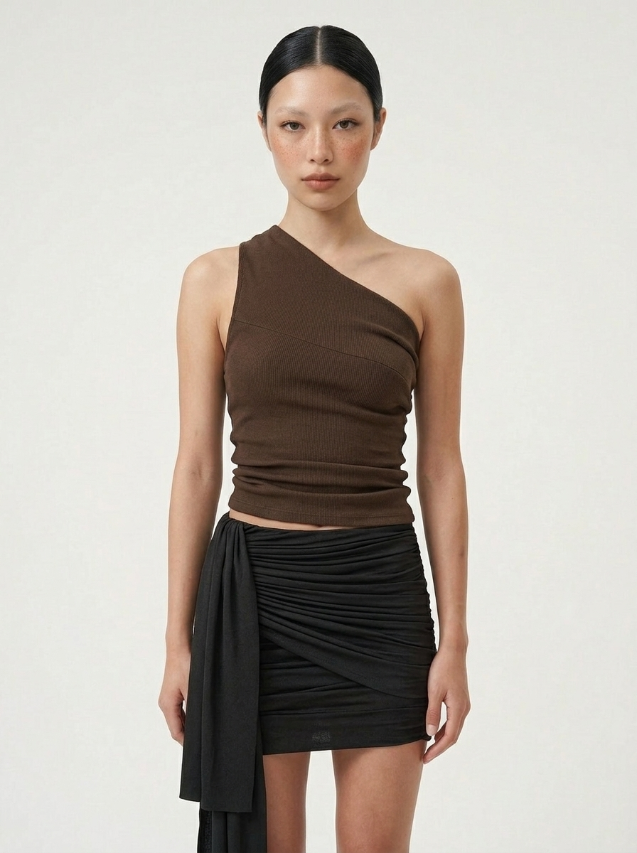 OTHER STORE Margaux Convertible Top 2-Way Wear Knit Top Truffle Brown