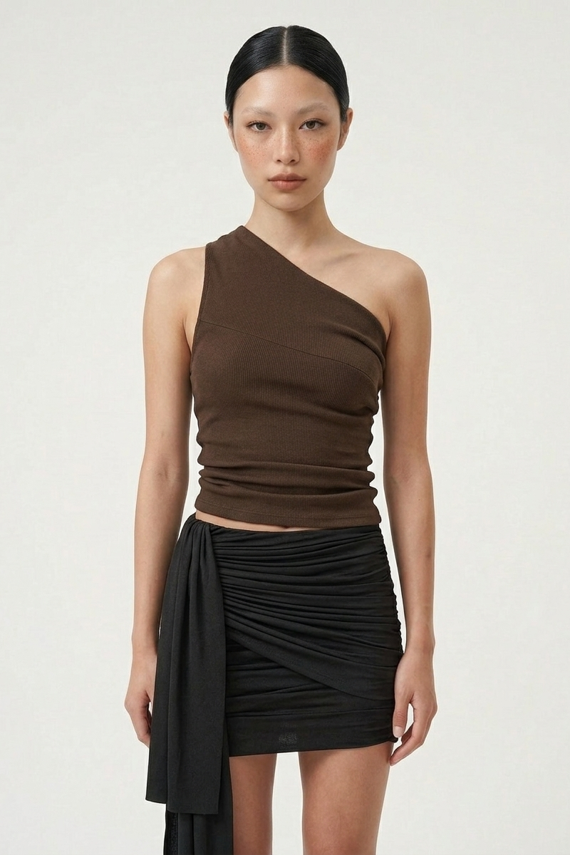OTHER STORE Margaux Convertible Top 2-Way Wear Knit Top Truffle Brown