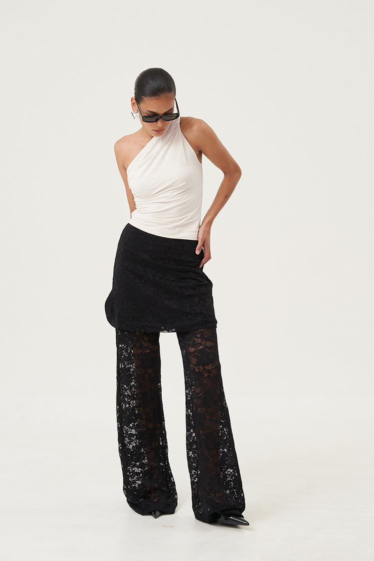 Zaria Sculpted One-Shoulder Top Ivory