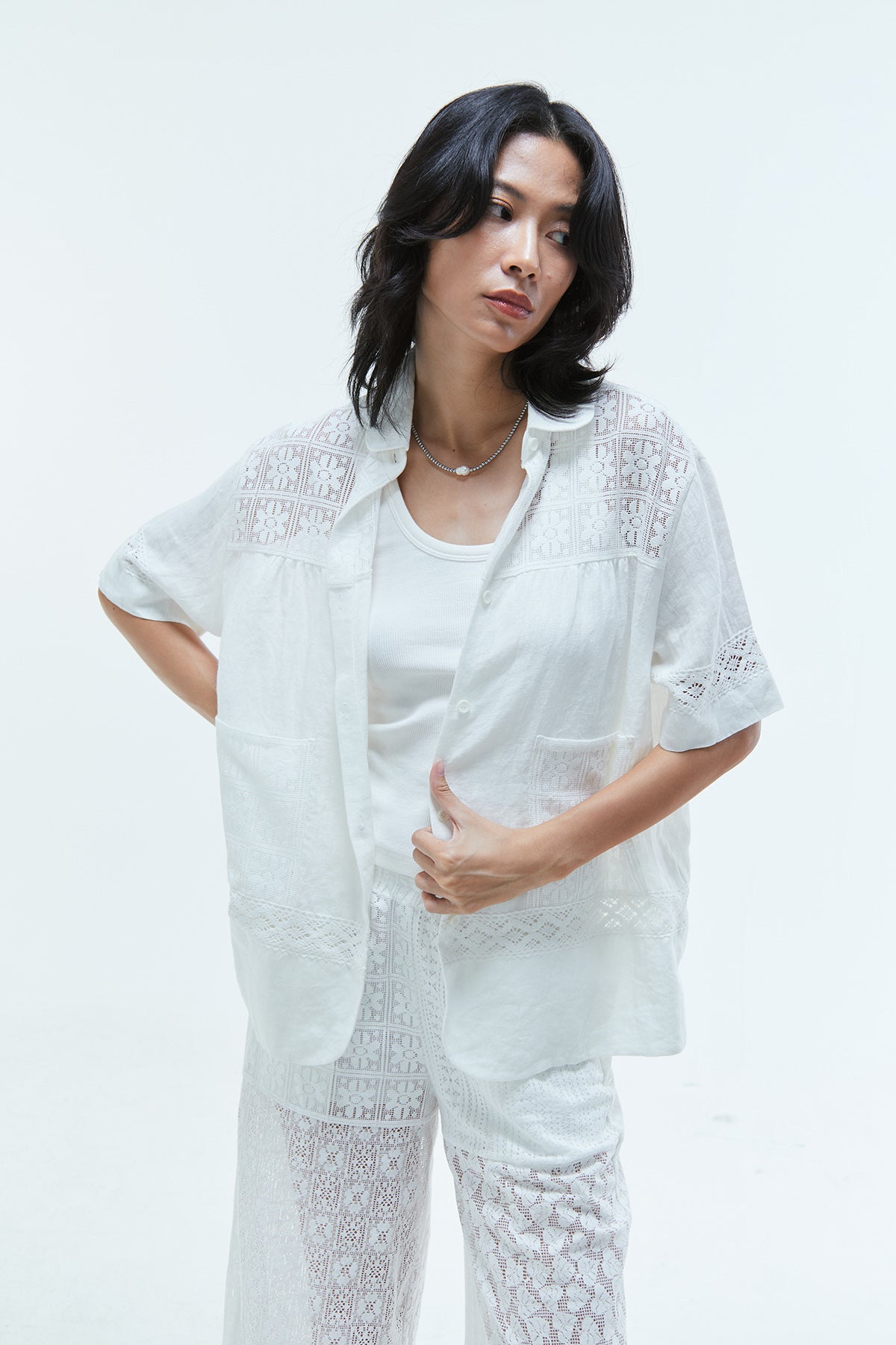 Calista Linen Lace Blouse