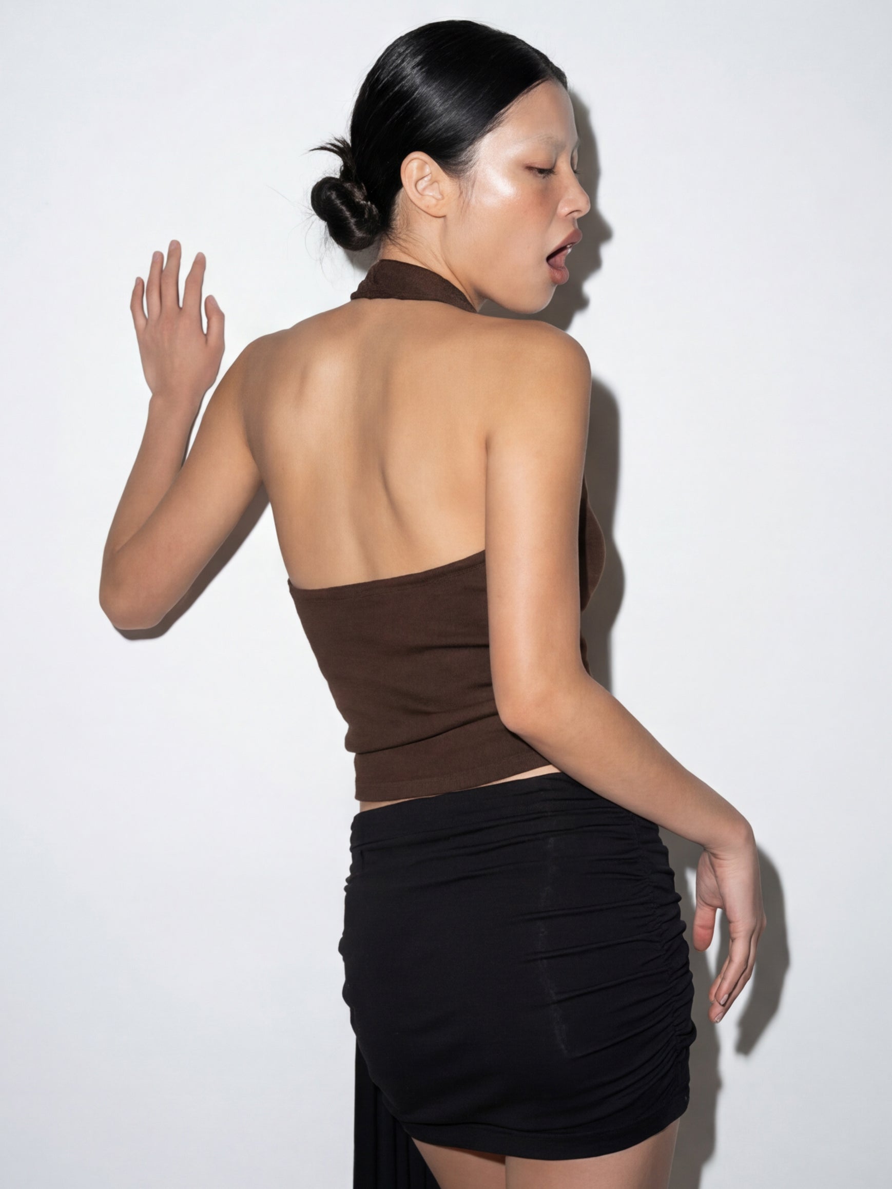 OTHER STORE Margaux Convertible Top 2-Way Wear Knit Top Truffle Brown