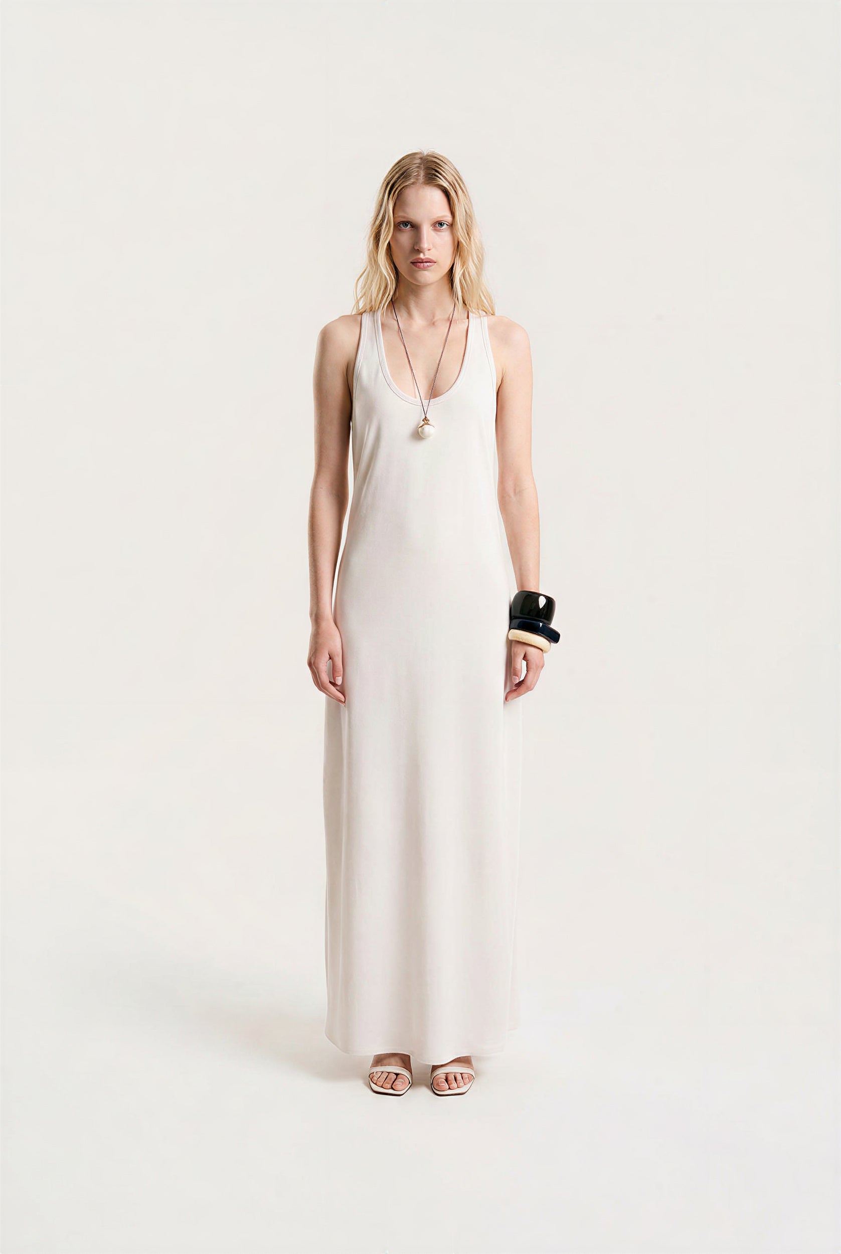 OTHER STORE Noemi Racerback Open-Back Maxi Dress in Ivory