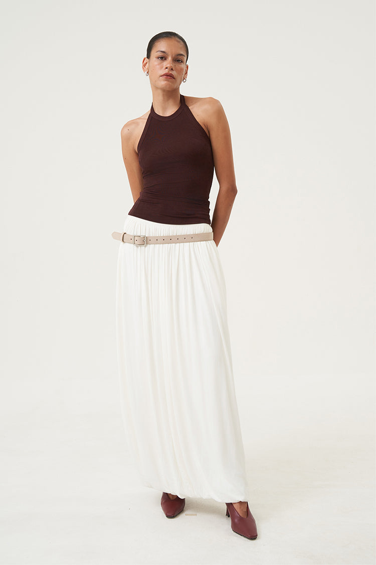 Solange Pleated Maxi Skirt Ivory
