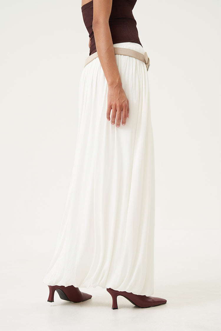 Solange Pleated Maxi Skirt Ivory