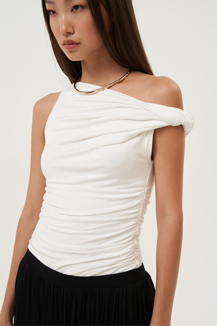 Arlette Asymmetric Bodysuit Ivory