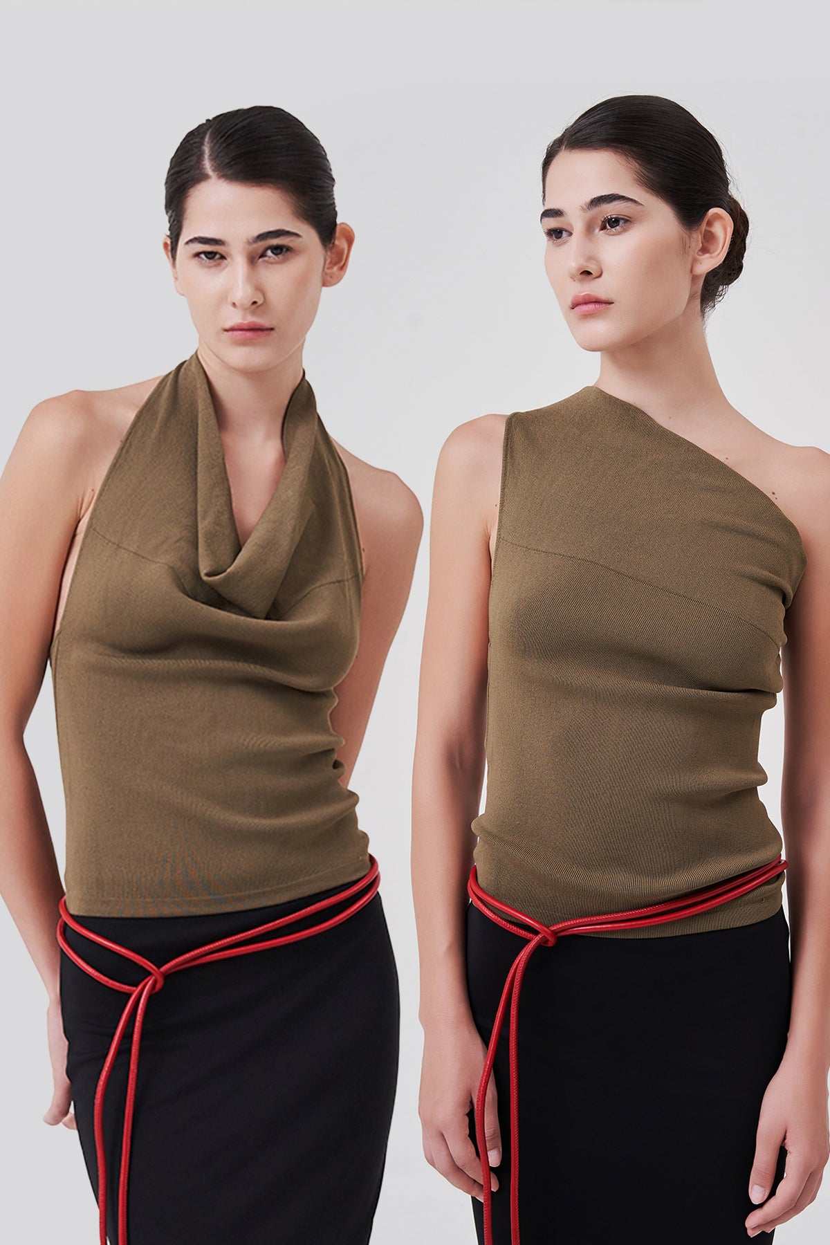 OTHER STORE Margaux Convertible Top 2-Way Wear Knit Top Mud Olive