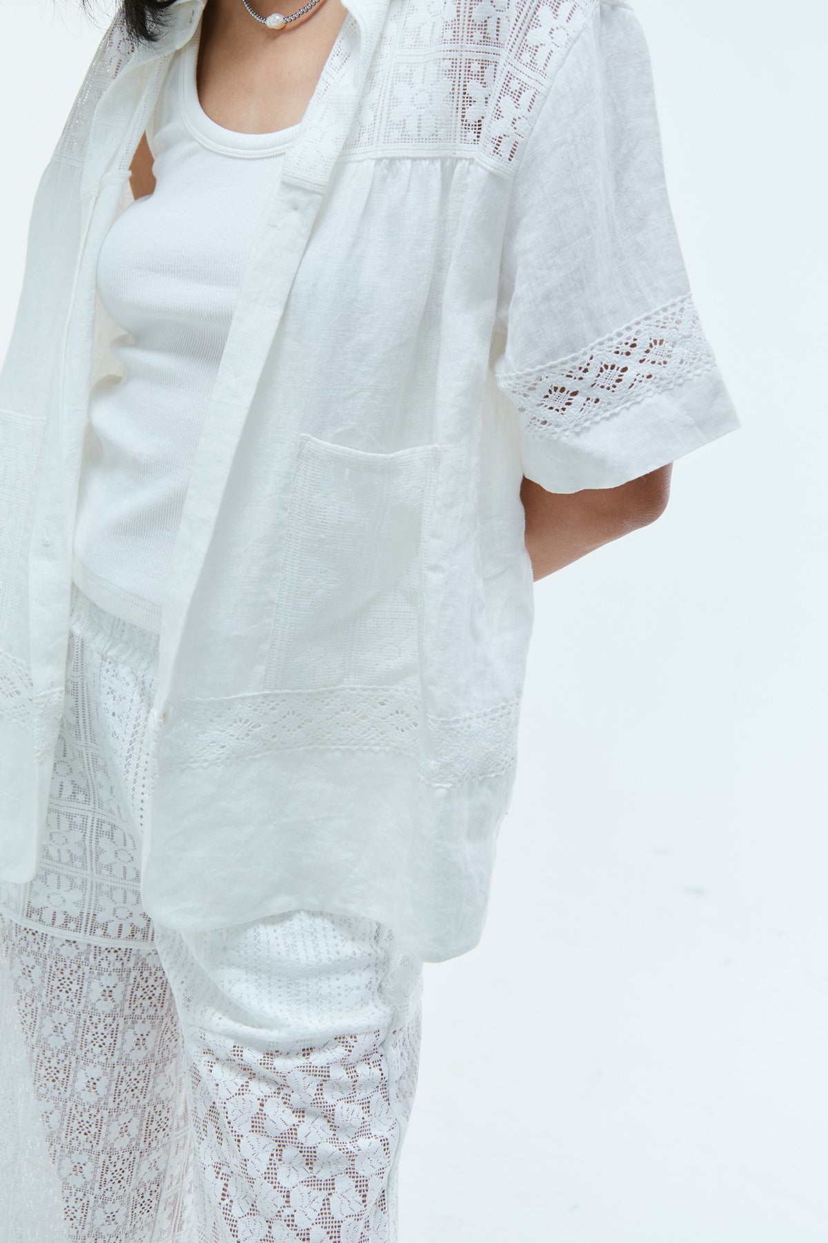 Calista Linen Lace Blouse