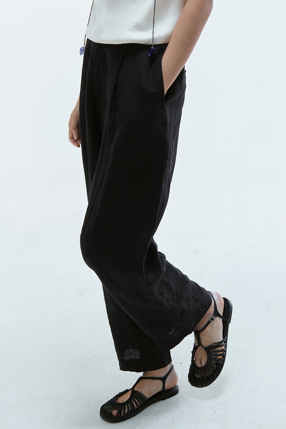 Amal Linen Wide-Leg Pants