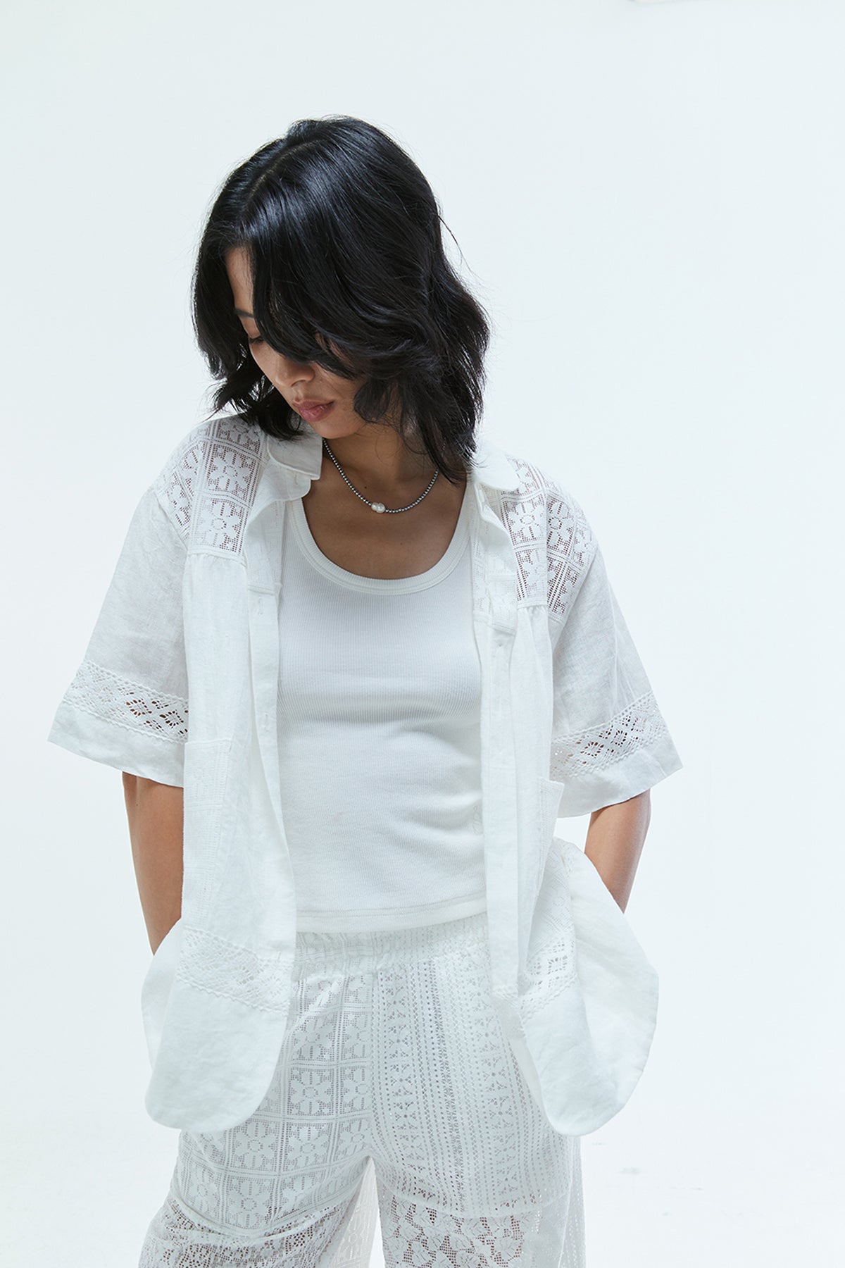 Calista Linen Lace Blouse