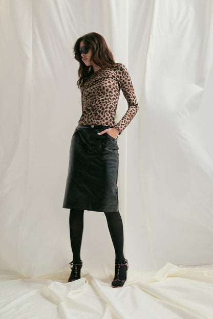 Selah High-Waist Faux Leather Skirt