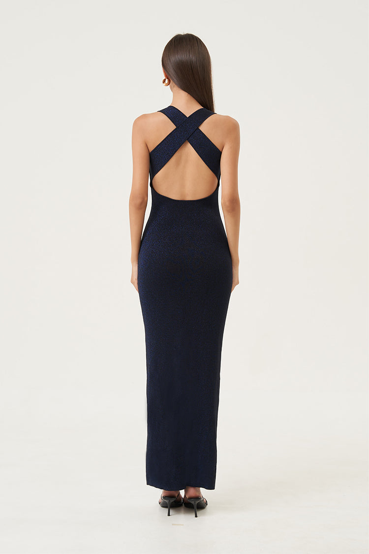 Vesper Crossback Knit Dress Navy