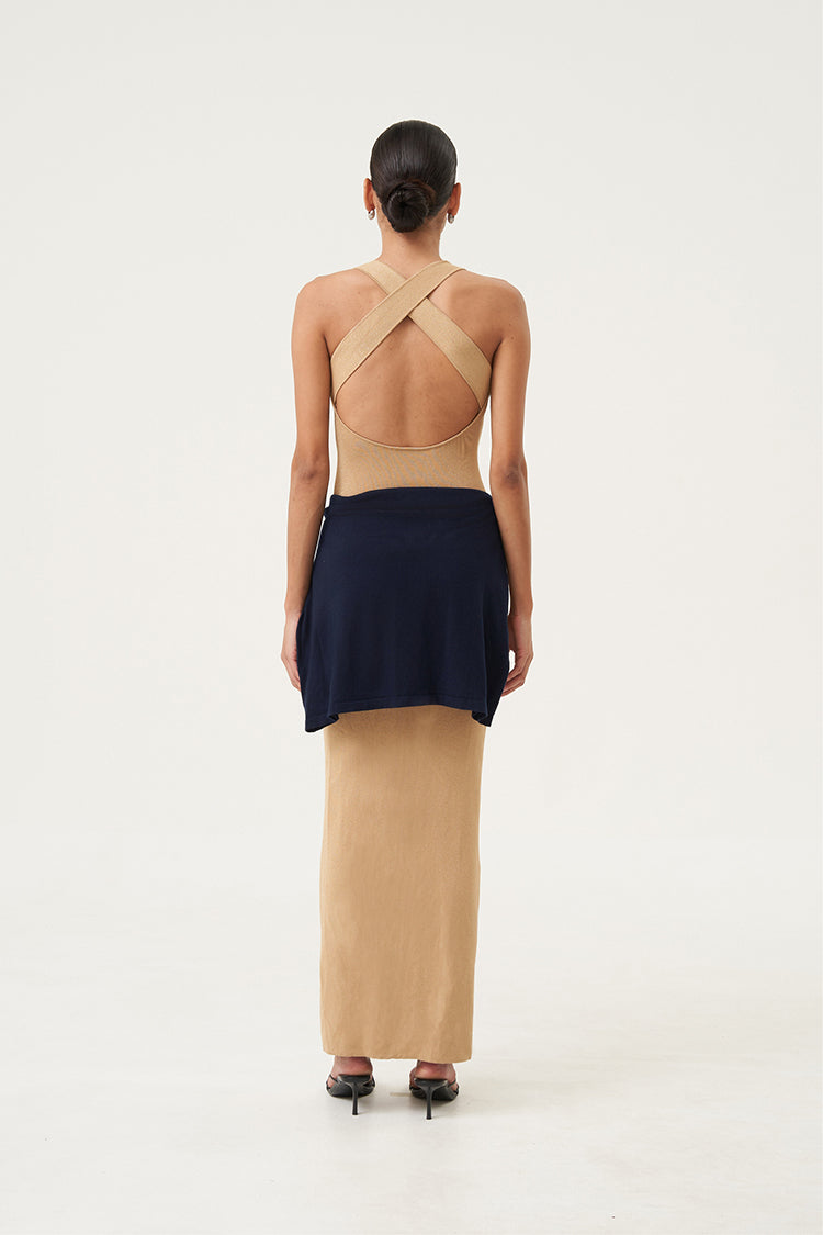 Vesper Crossback Knit Dress Oat Beige