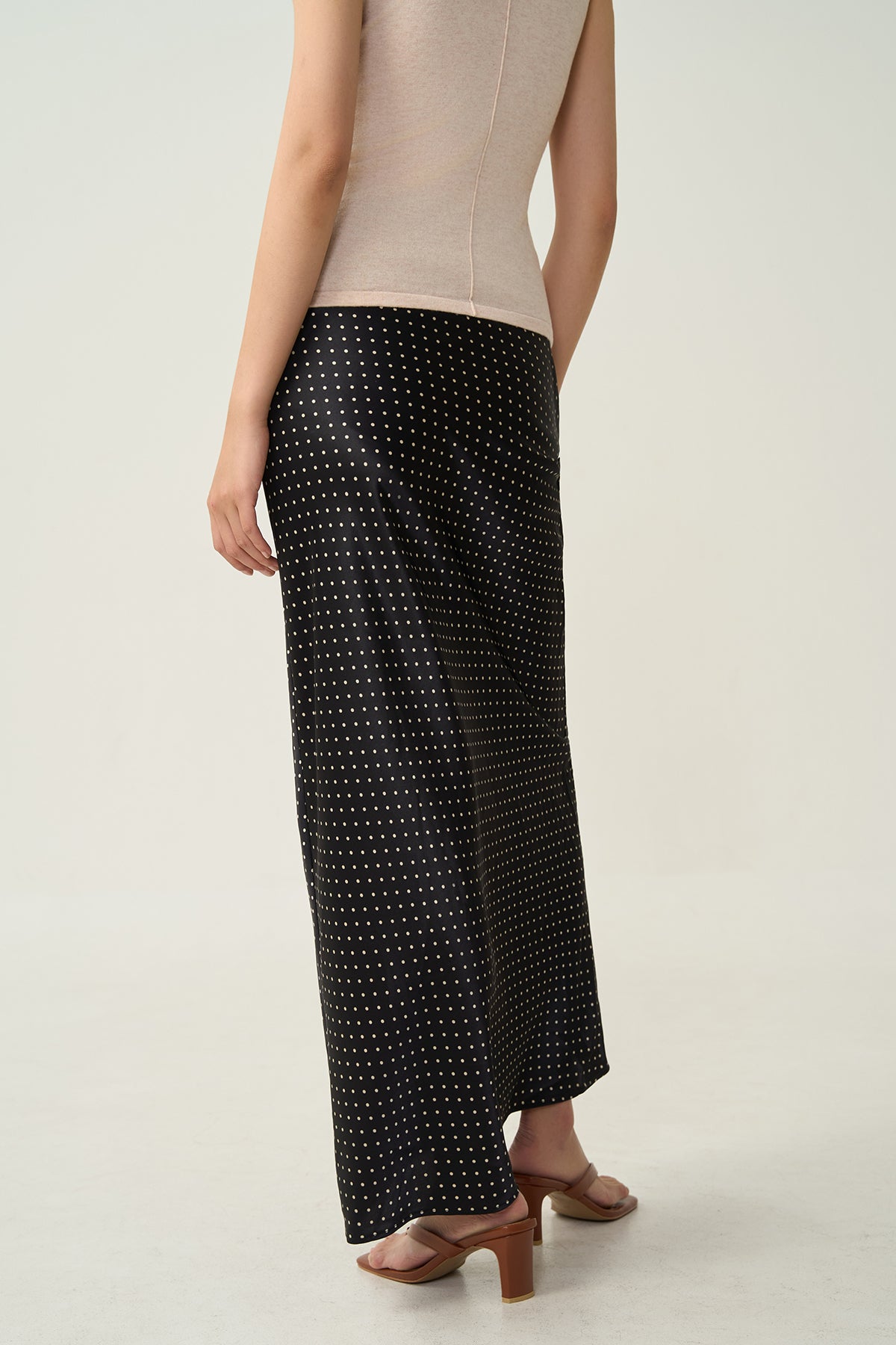 Alba Bias-Cut Dot Skirt Black