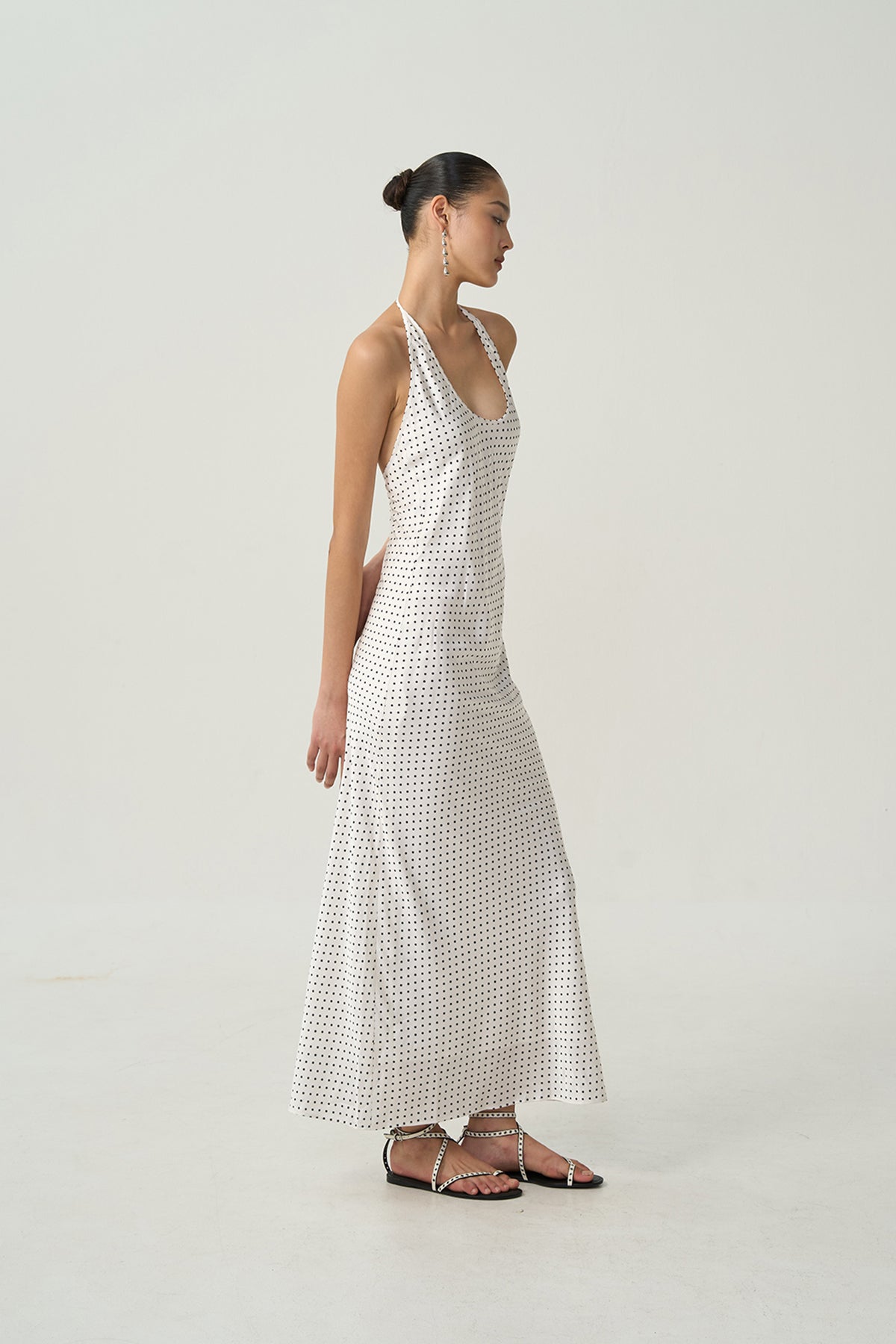 Alba Halter Dot Dress Ivory