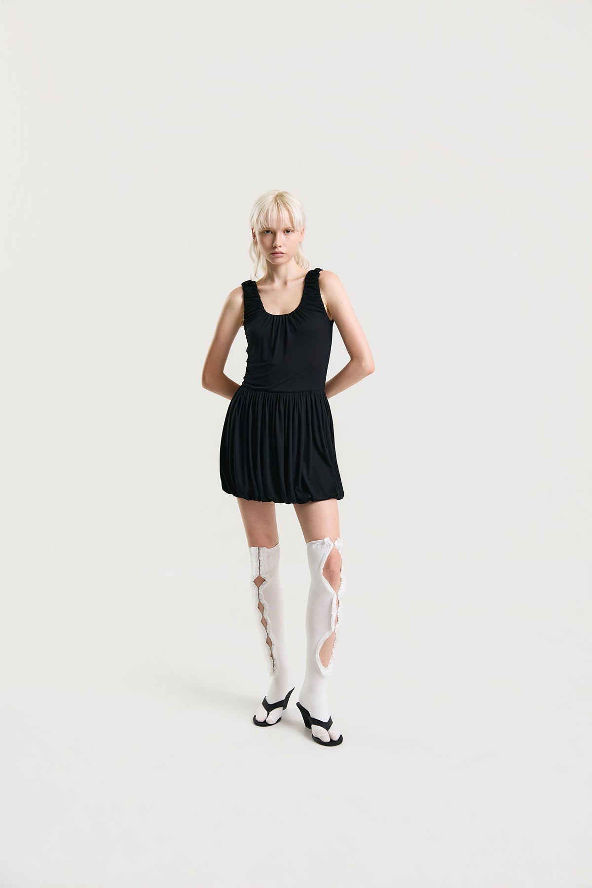 OTHER STORE Amélie Gathered Bubble Mini Dress in Black
