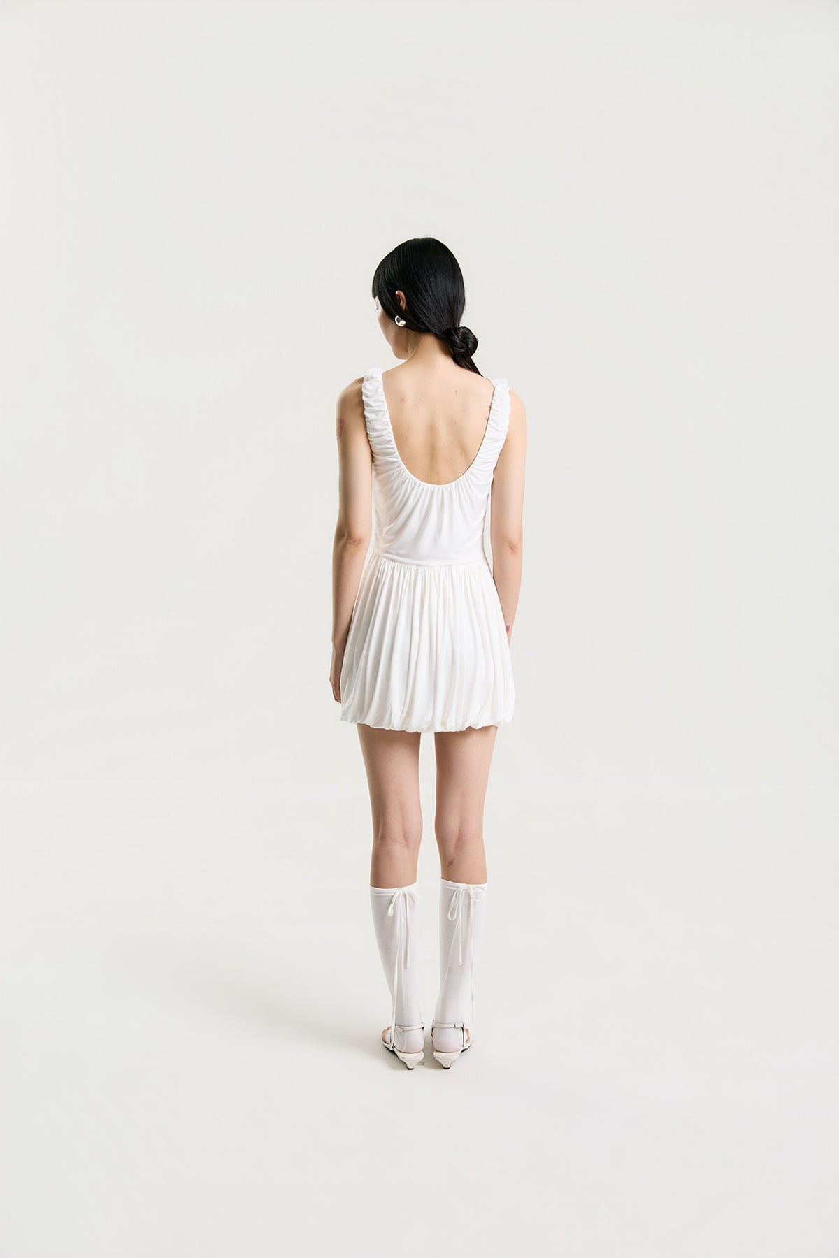 OTHER STORE Amélie Gathered Bubble Mini Dress in White
