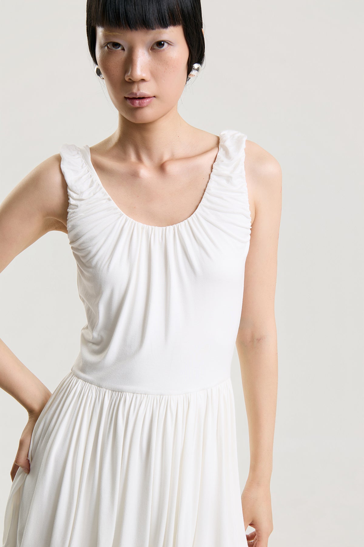 OTHER STORE Amélie Gathered Bubble Mini Dress in White