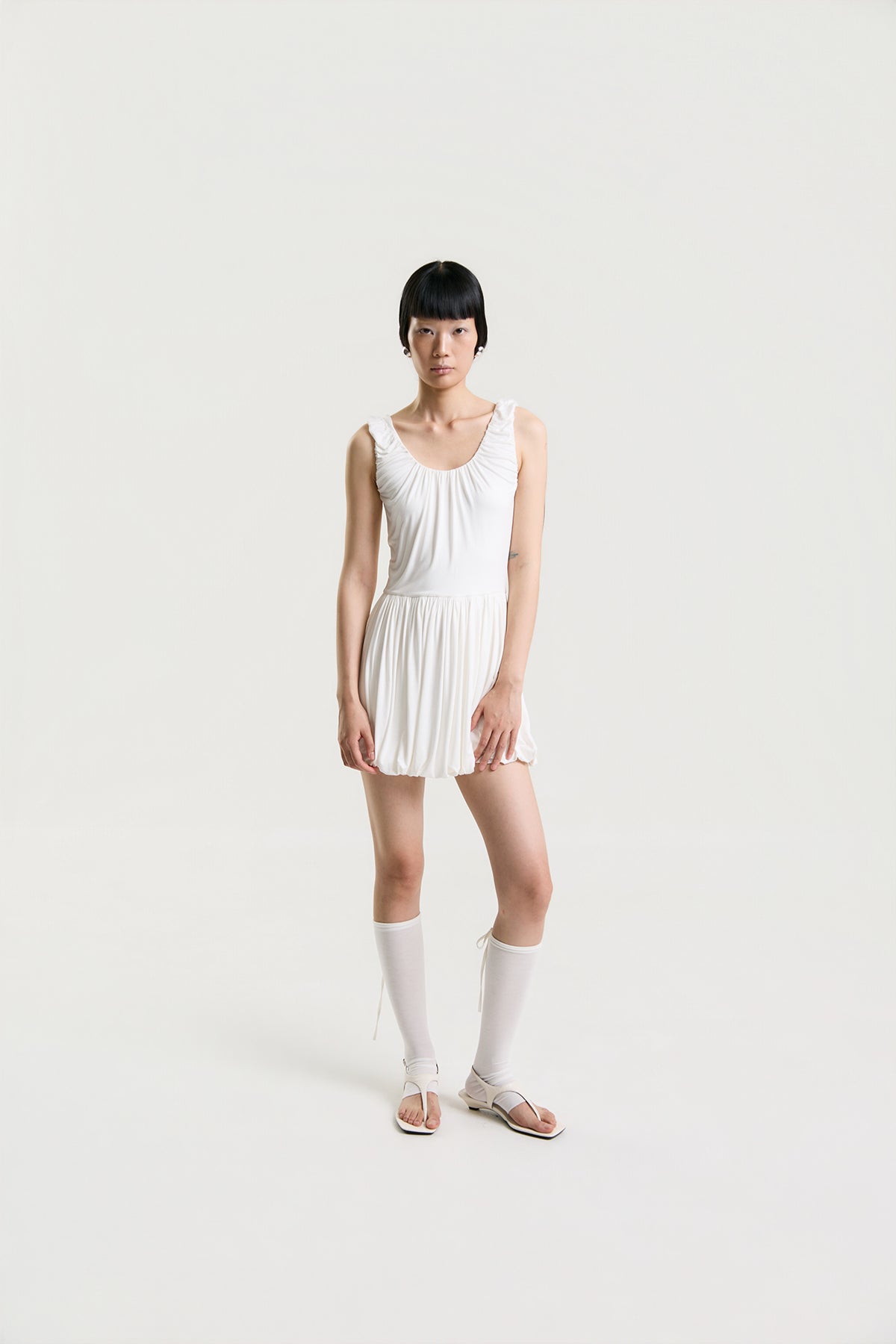 OTHER STORE Amélie Gathered Bubble Mini Dress in White