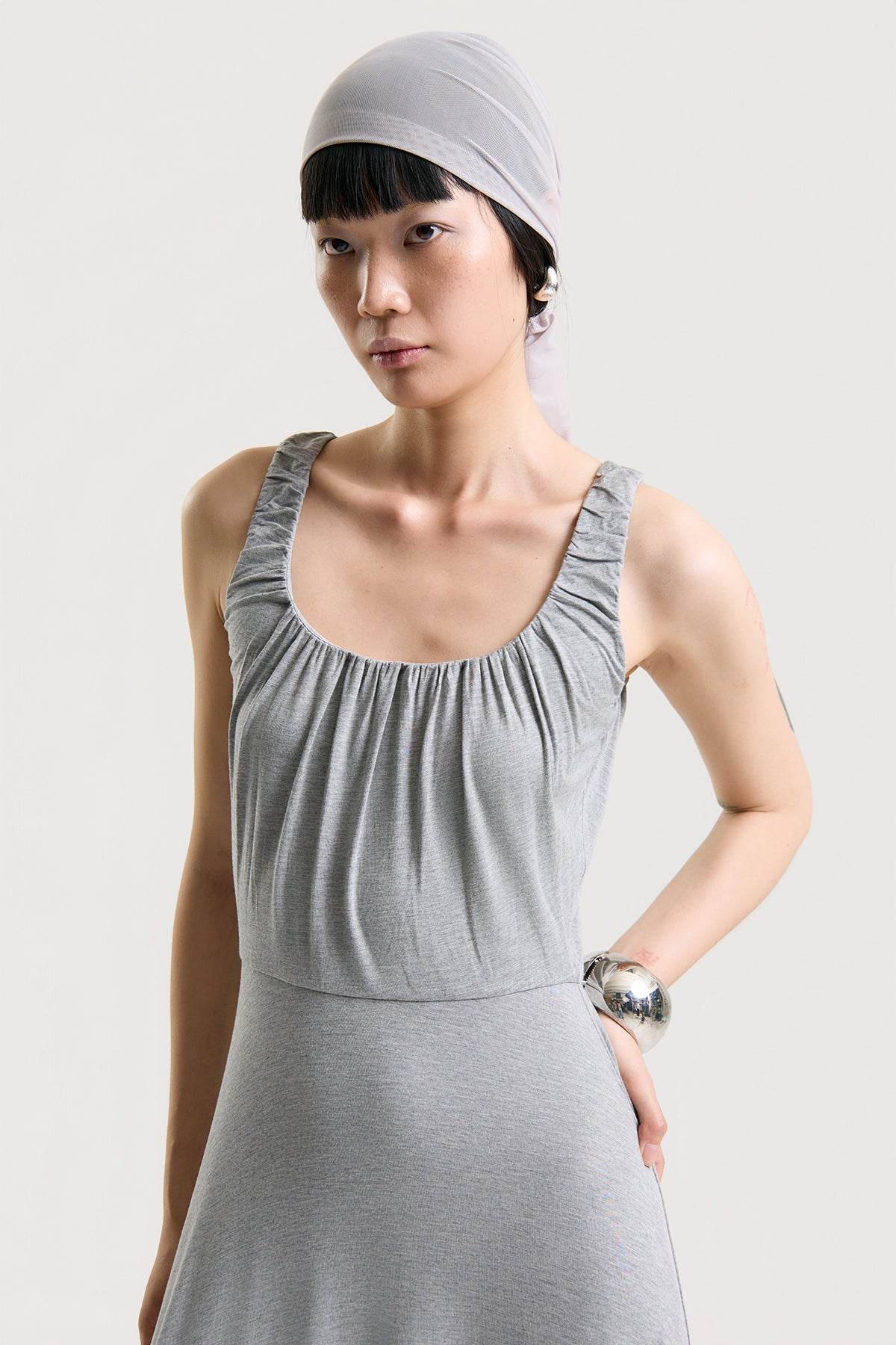 OTHER STORE Amélie Gathered Tank Maxi Dress in Grey