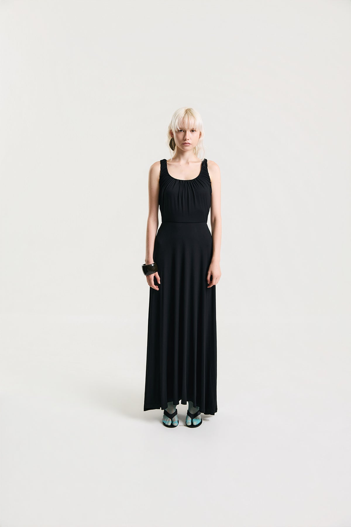 OTHER STORE Amélie Gathered Tank Maxi Dress in Black