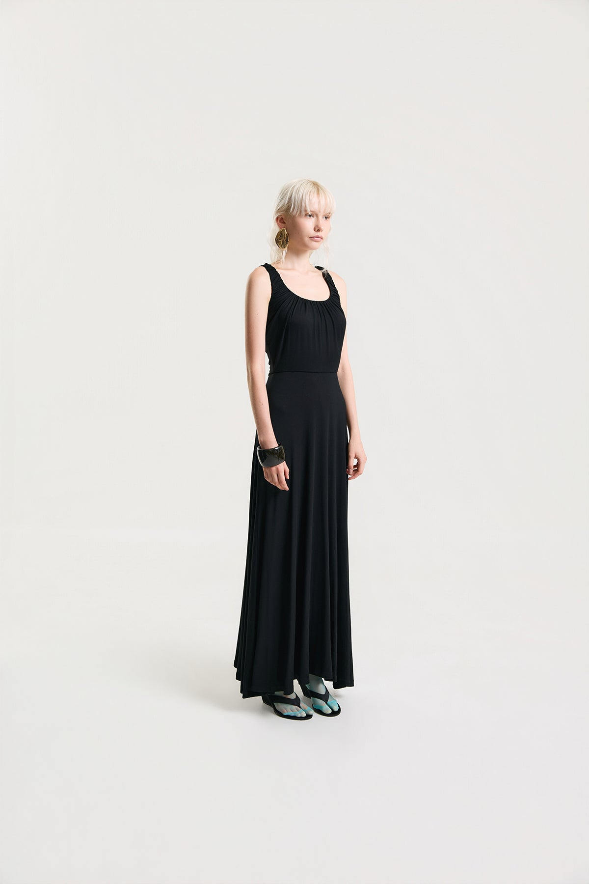 OTHER STORE Amélie Gathered Tank Maxi Dress in Black