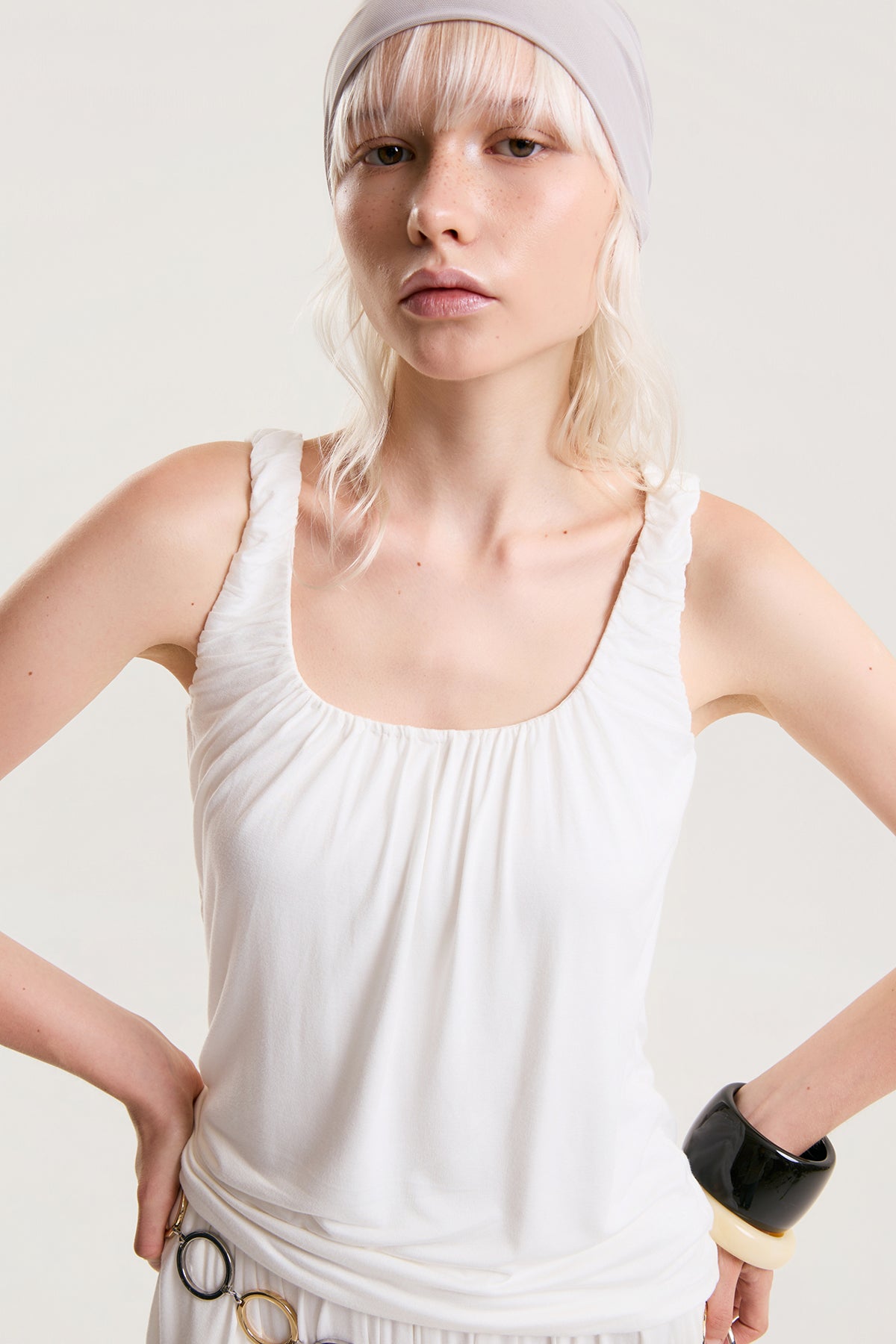OTHER STORE Amélie Gathered Tank Top in White