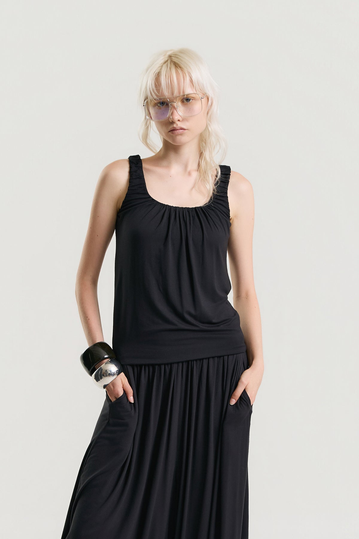 OTHER STORE Amélie Gathered Tank Top in Black