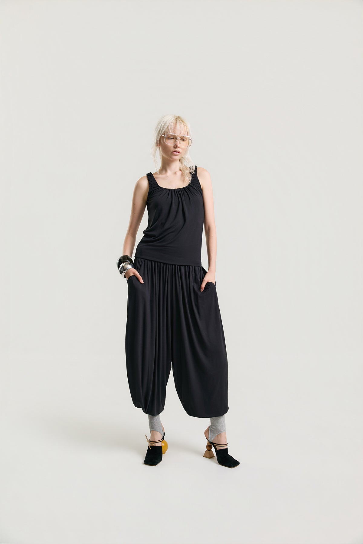 OTHER STORE Amélie Gathered Tank Top in Black