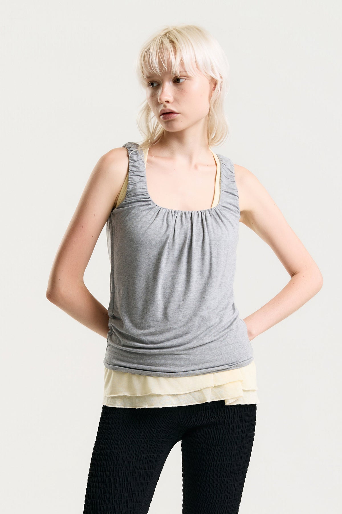 OTHER STORE Amélie Gathered Tank Top in Heather Grey