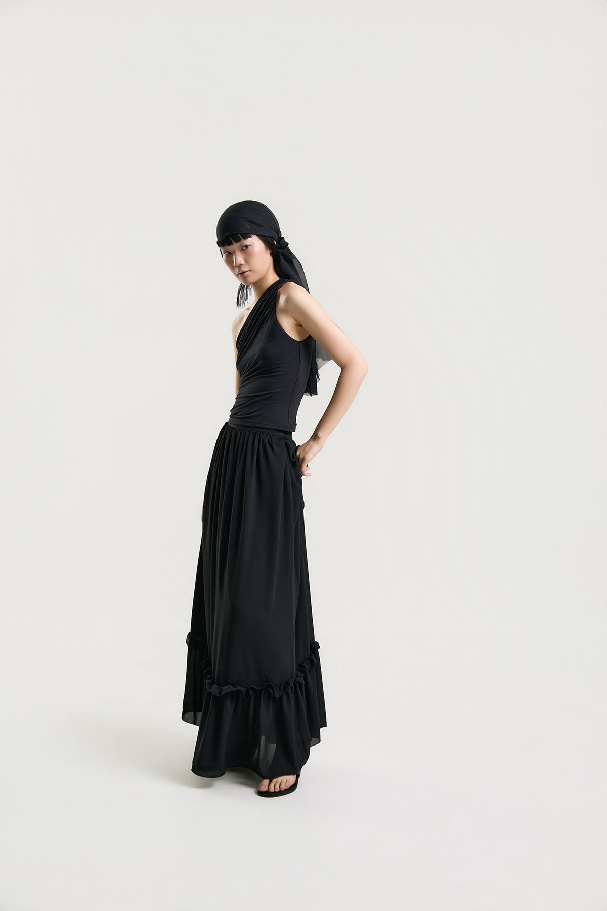 OTHER STORE Aria Ruffle Maxi Skirt in Black